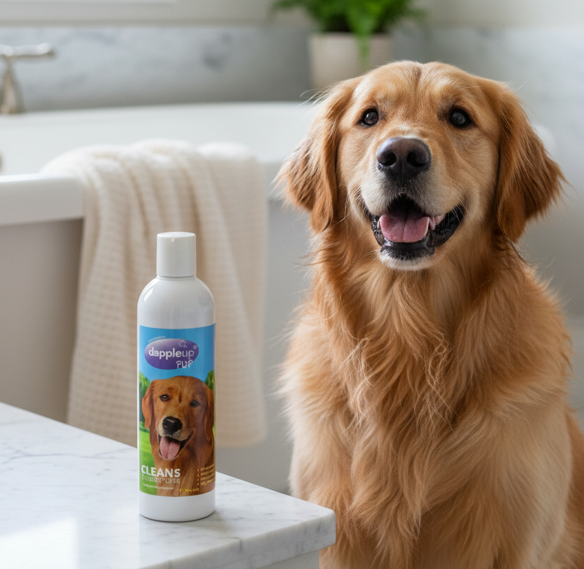 Dapple Up Dog shampoo in real use