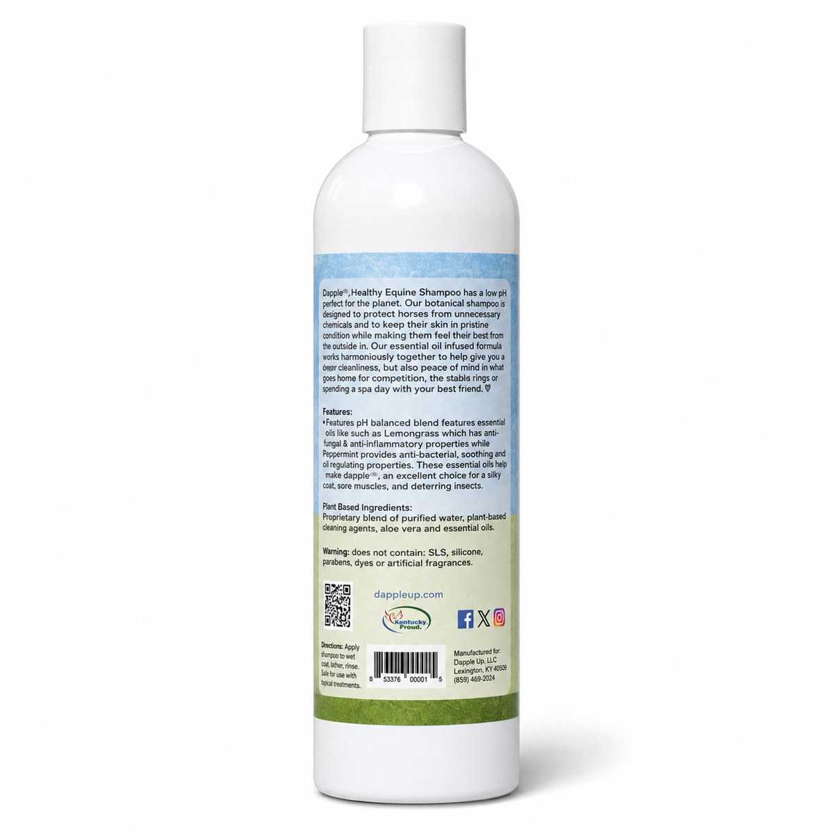 Dapple Up special edition 17oz horse shampoo Ellen Skidmore artwork back label