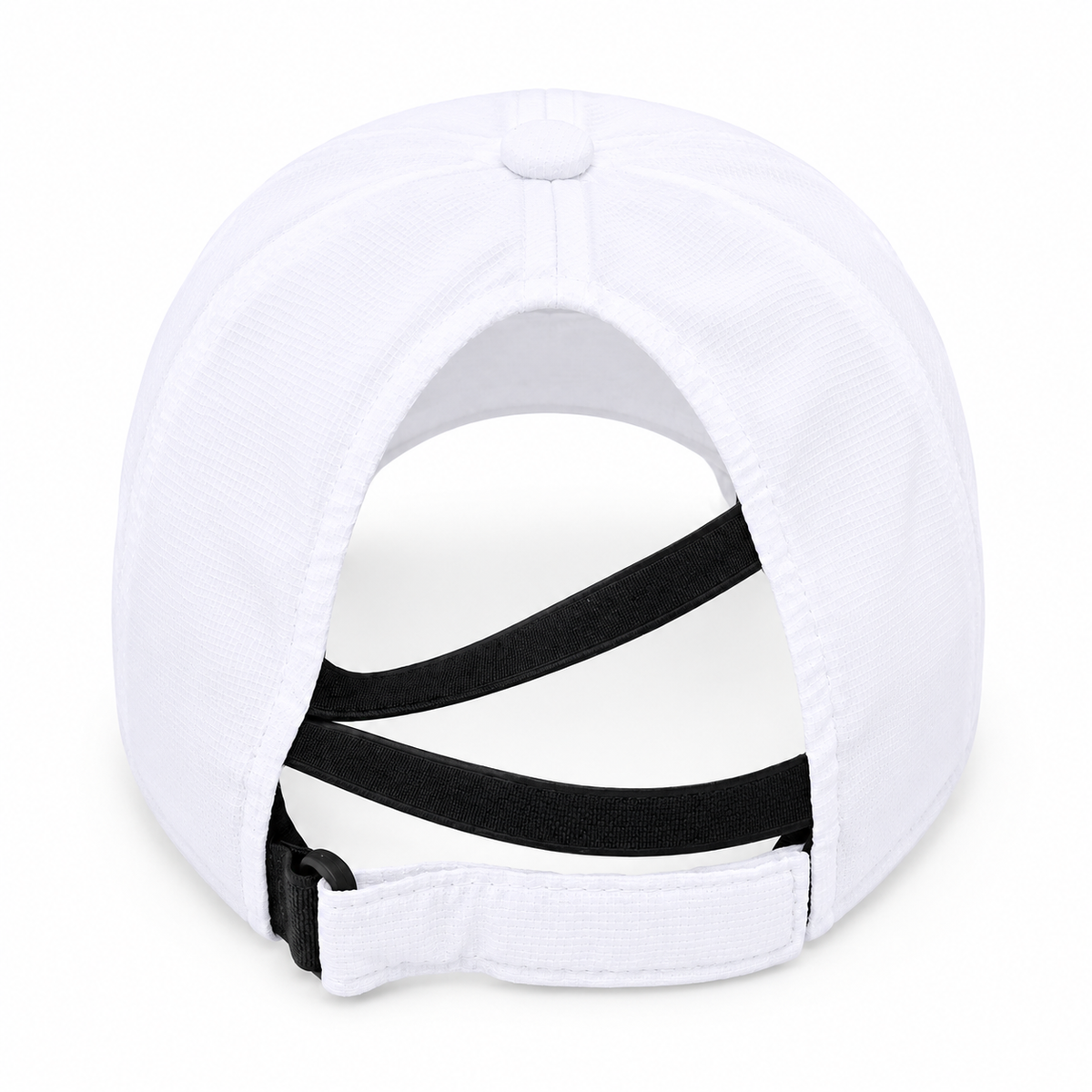 Dapple Up women's dry-fit ponytail hat white back view